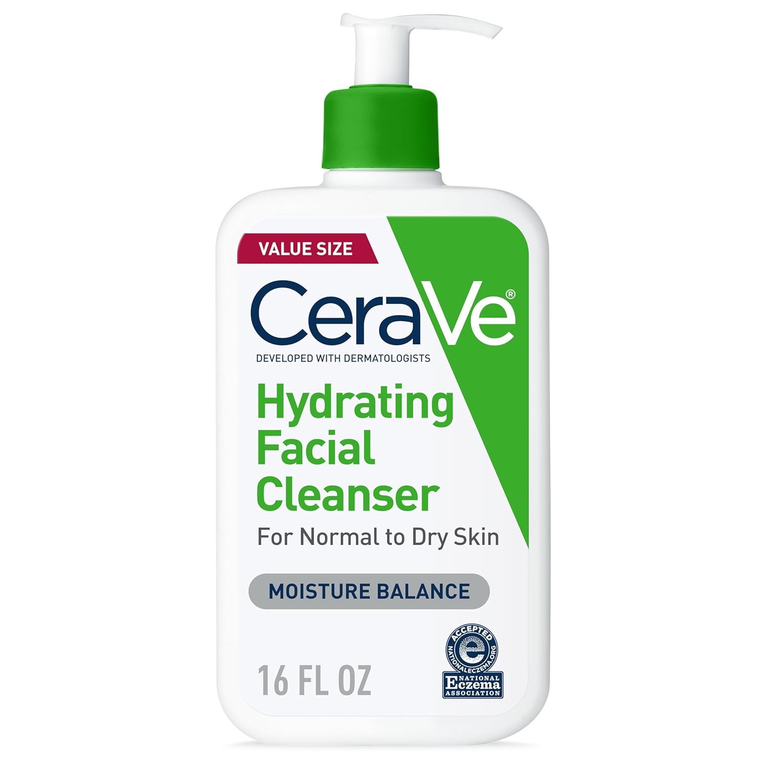 CeraVe Hydrating Face Wash for Dry Skin - Hyaluronic Acid + Ceramides, 16 oz