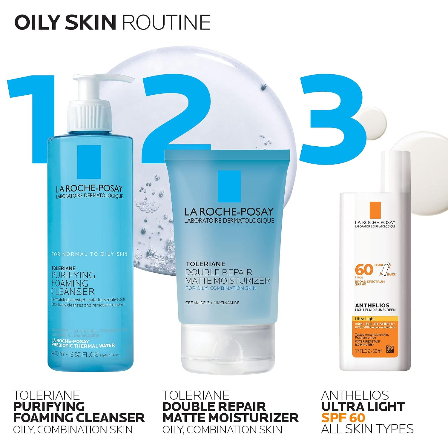 La Roche-Posay Toleriane Double Repair Matte Moisturizer for Oily Skin - Oil-Free Niacinamide & Ceramide Formula