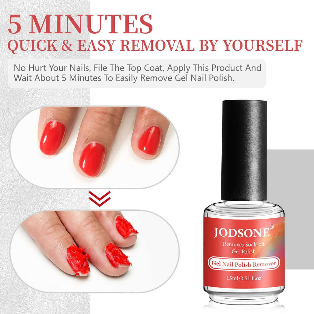 JODSONE Gel Nail Polish Remover - No Soak, Quick 3-5 Min Removal for Nails