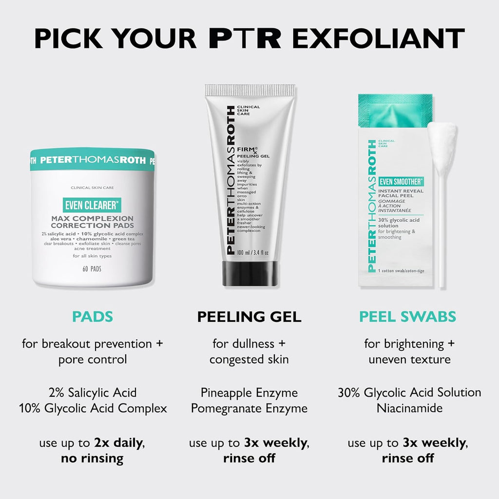 Peter Thomas Roth FIRMx Peeling Gel - Gentle Daily Exfoliant for Dull Skin & Pore Refinement, 3.4 Fl Oz