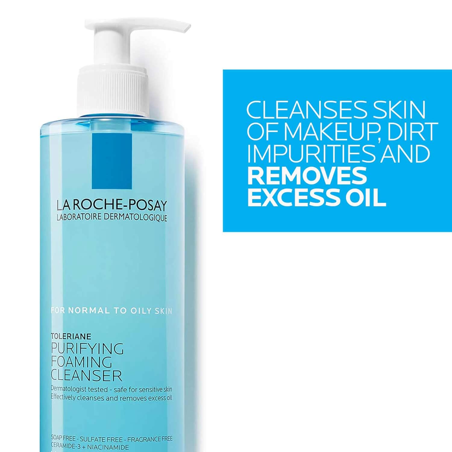 La Roche-Posay Toleriane Purifying Foaming Facial Cleanser - Oil-Free & Non-Drying for Sensitive Skin