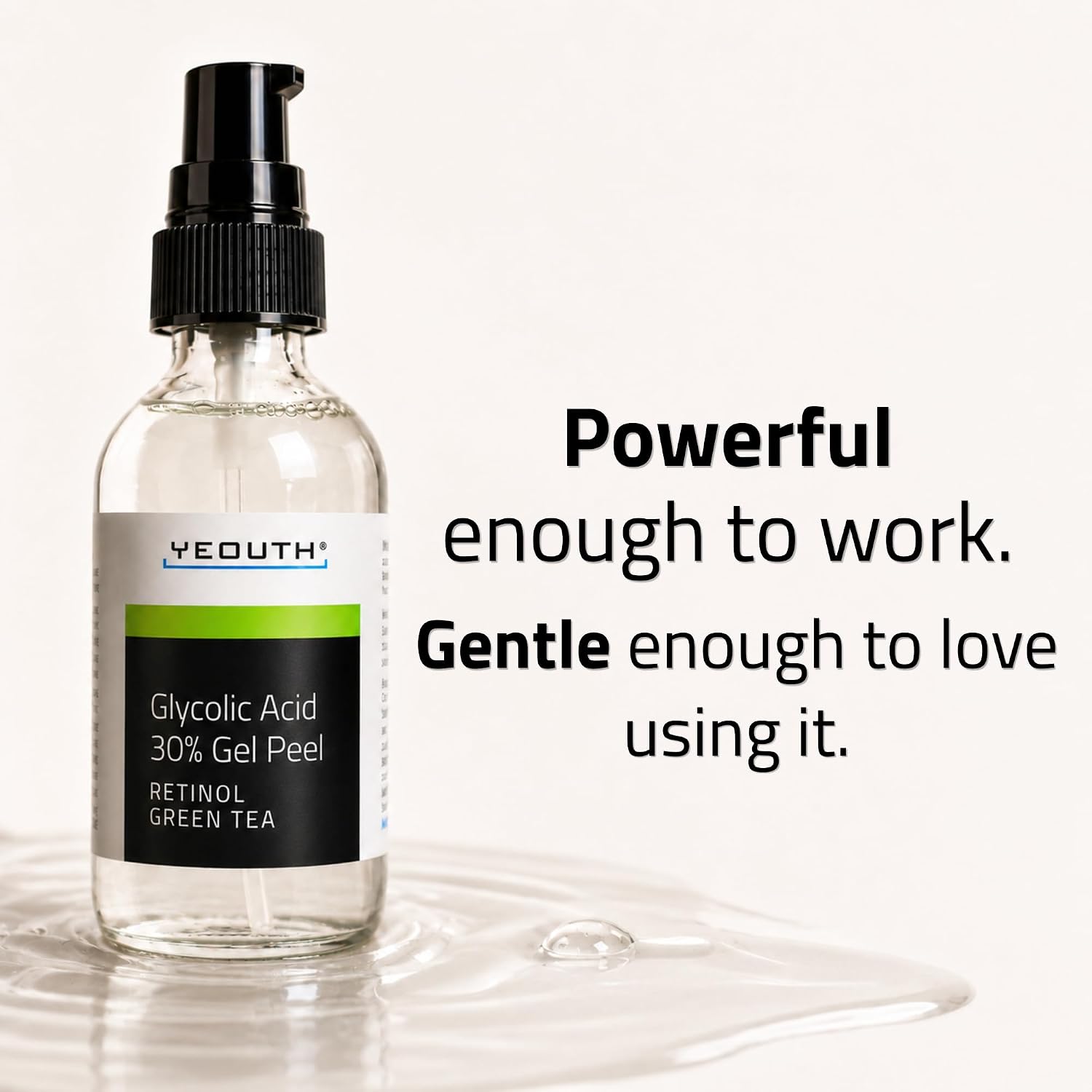 YEOUTH 30% Glycolic Acid Face Peel with Retinol & Green Tea - Exfoliate Uneven Skin Texture, Dullness & Fine Lines