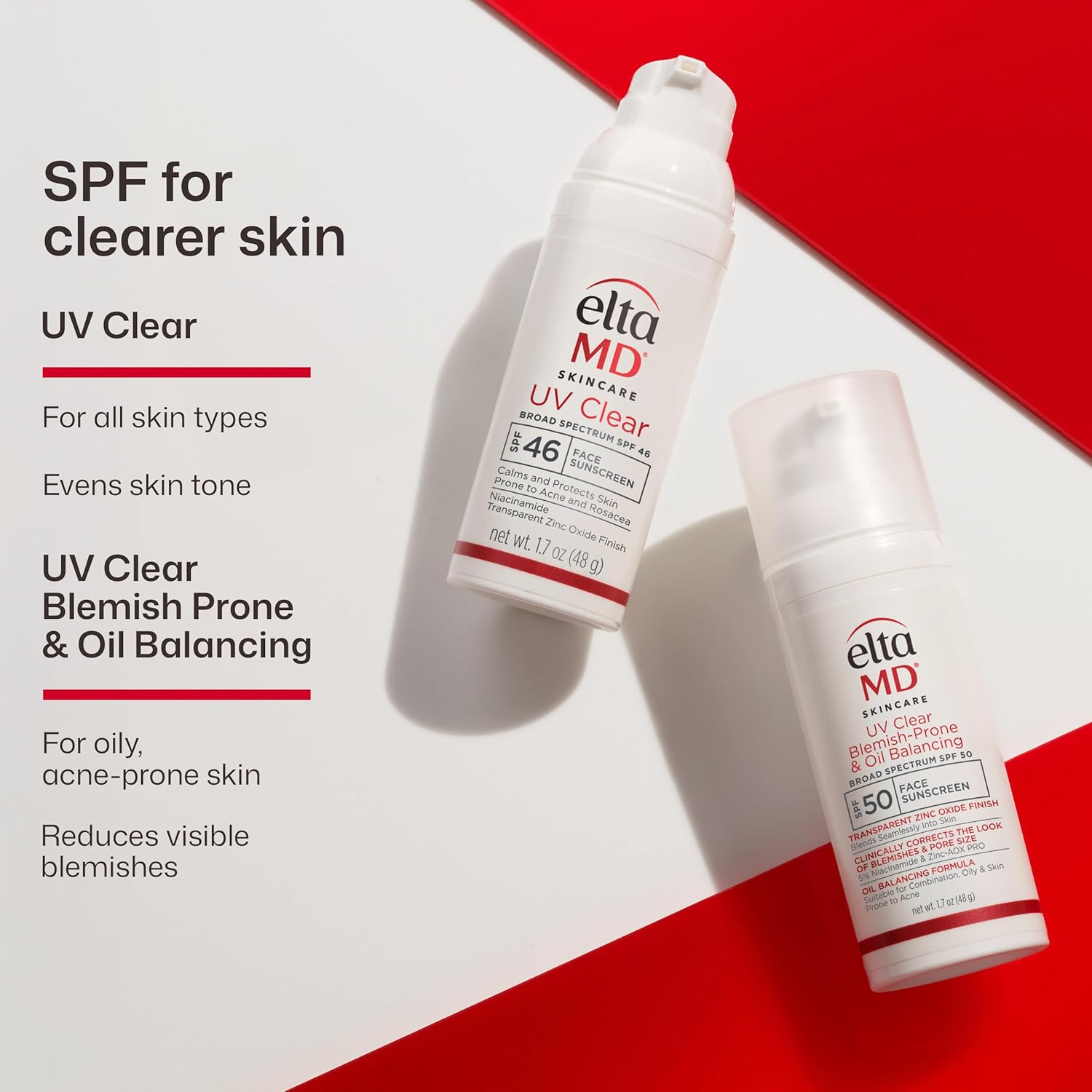 EltaMD UV Clear Face Sunscreen SPF 46 - Oil-Free Zinc Oxide Sunscreen for Sensitive Skin