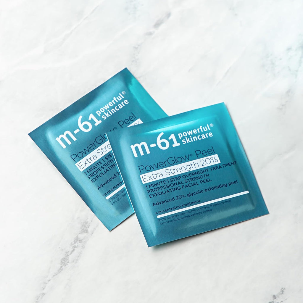 m-61 PowerGlow 20% Glycolic Acid Overnight Facial Peel - Professional Strength Exfoliating Pad
