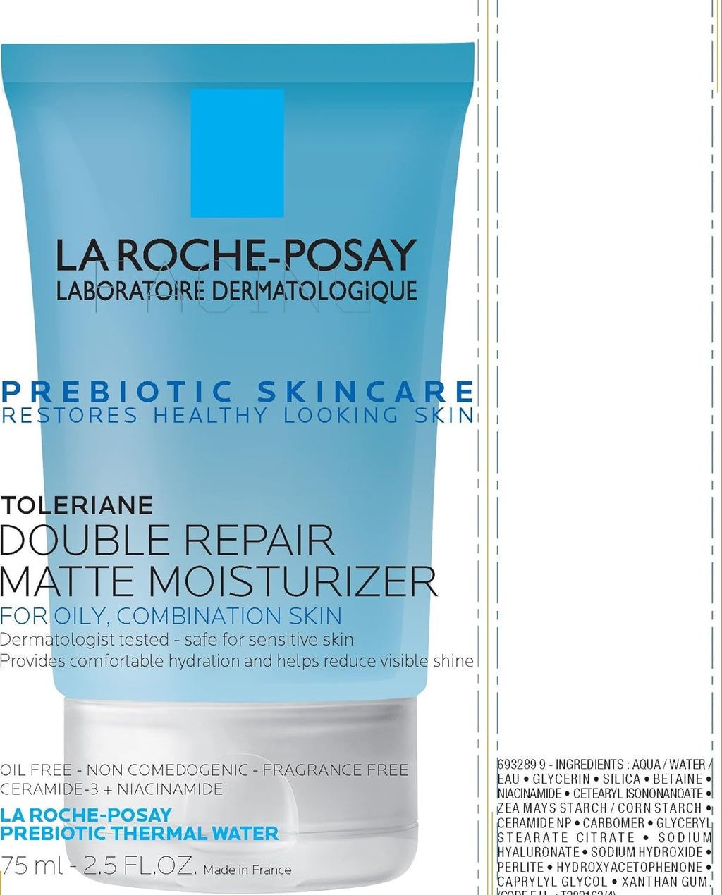 La Roche-Posay Toleriane Double Repair Matte Moisturizer for Oily Skin - Oil-Free Niacinamide & Ceramide Formula