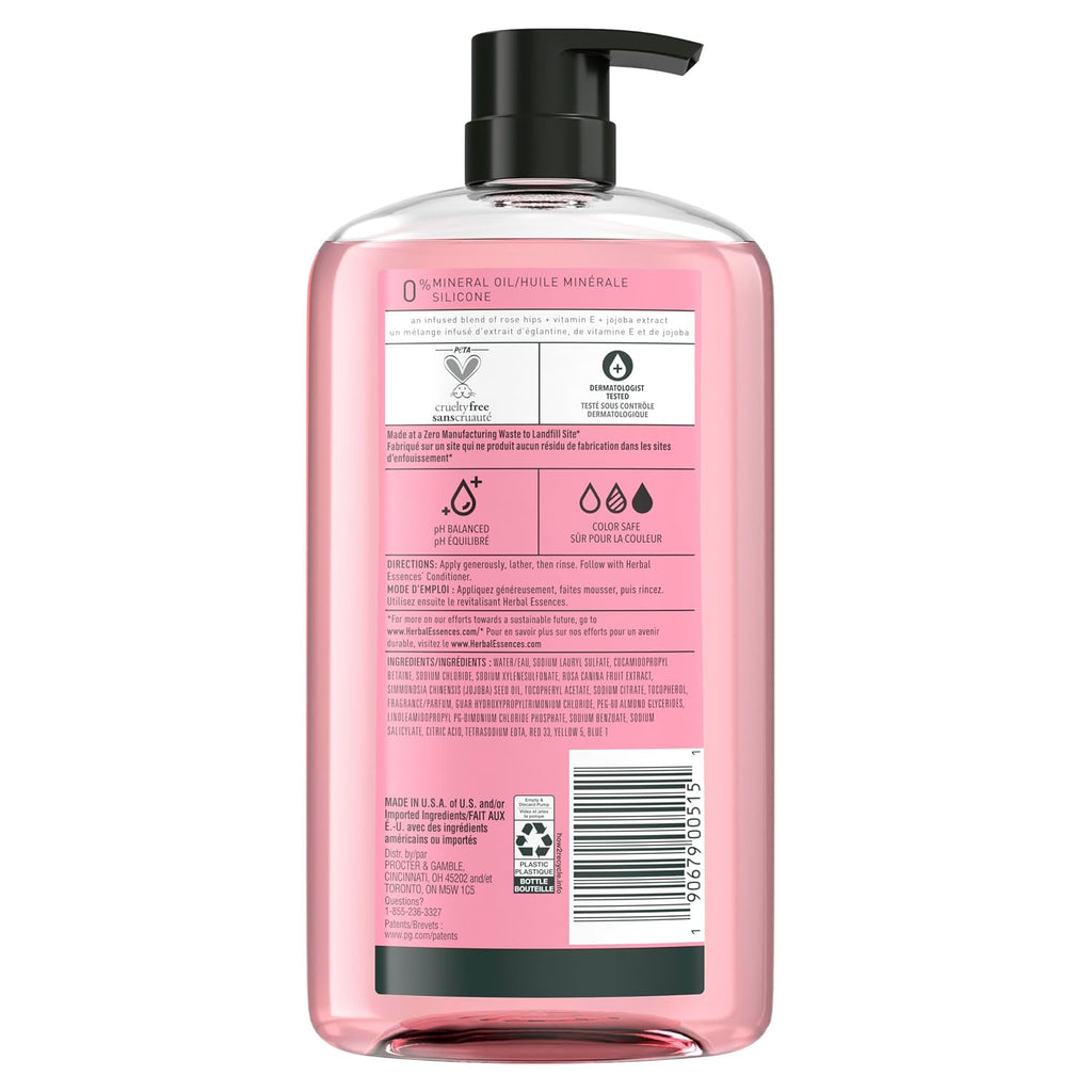 Herbal Essences Rose Hips Smooth Shampoo for Frizzy Hair - Shiny, Soft Hair with Vitamin E & Jojoba