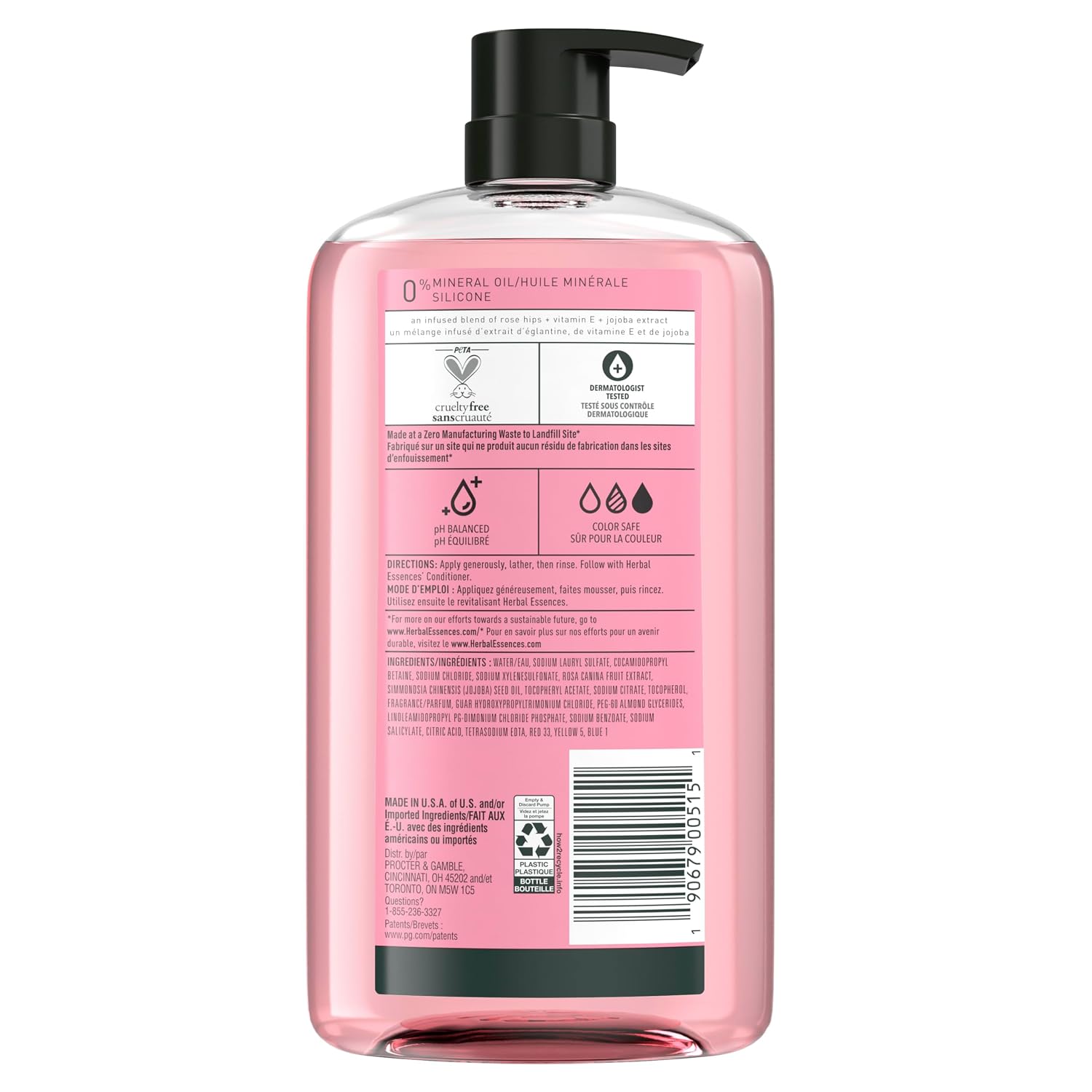 Herbal Essences Rose Hips Smooth Shampoo for Frizzy Hair - Shiny, Soft Hair with Vitamin E & Jojoba