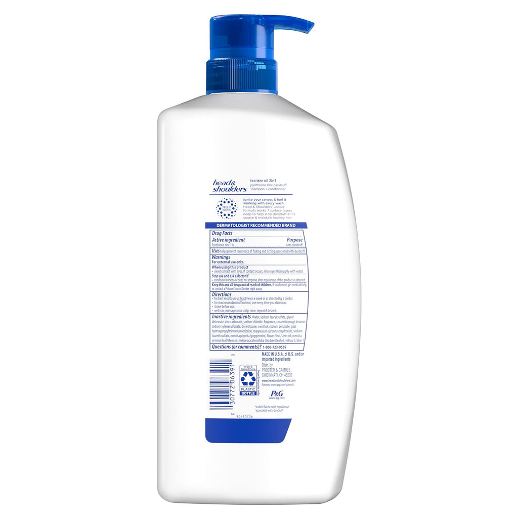 Head & Shoulders Anti-Dandruff Shampoo + Conditioner with Tea Tree Oil & 1% Pyrithione Zinc for Dandruff Relief