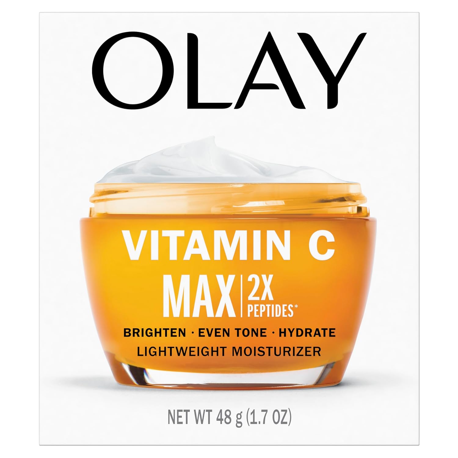 Olay Vitamin C MAX Brightening Face Moisturizer for Women - Hydrating Cream to Even Tone & Reduce Dark Spots, 1.7 Oz