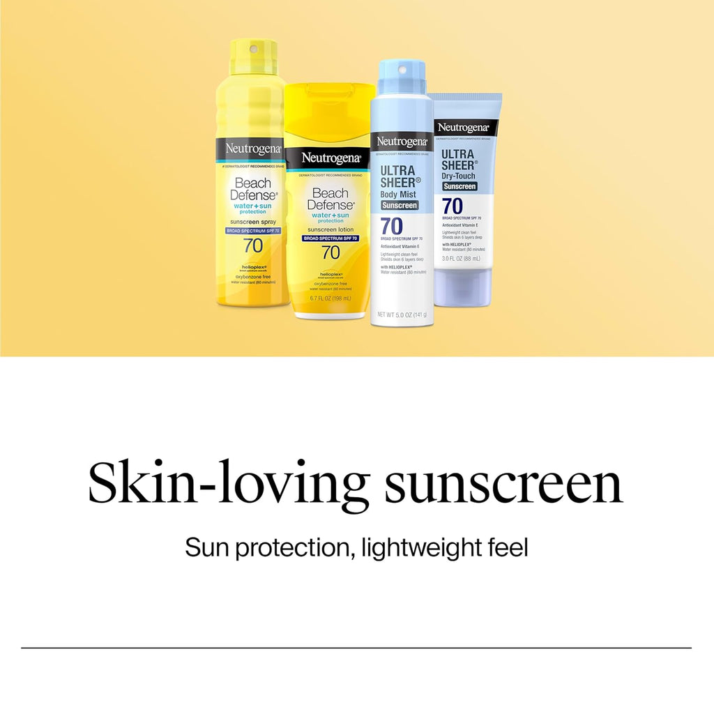 Neutrogena Ultra Sheer SPF 70 Sunscreen Lotion - Broad Spectrum Protection for All Skin Types