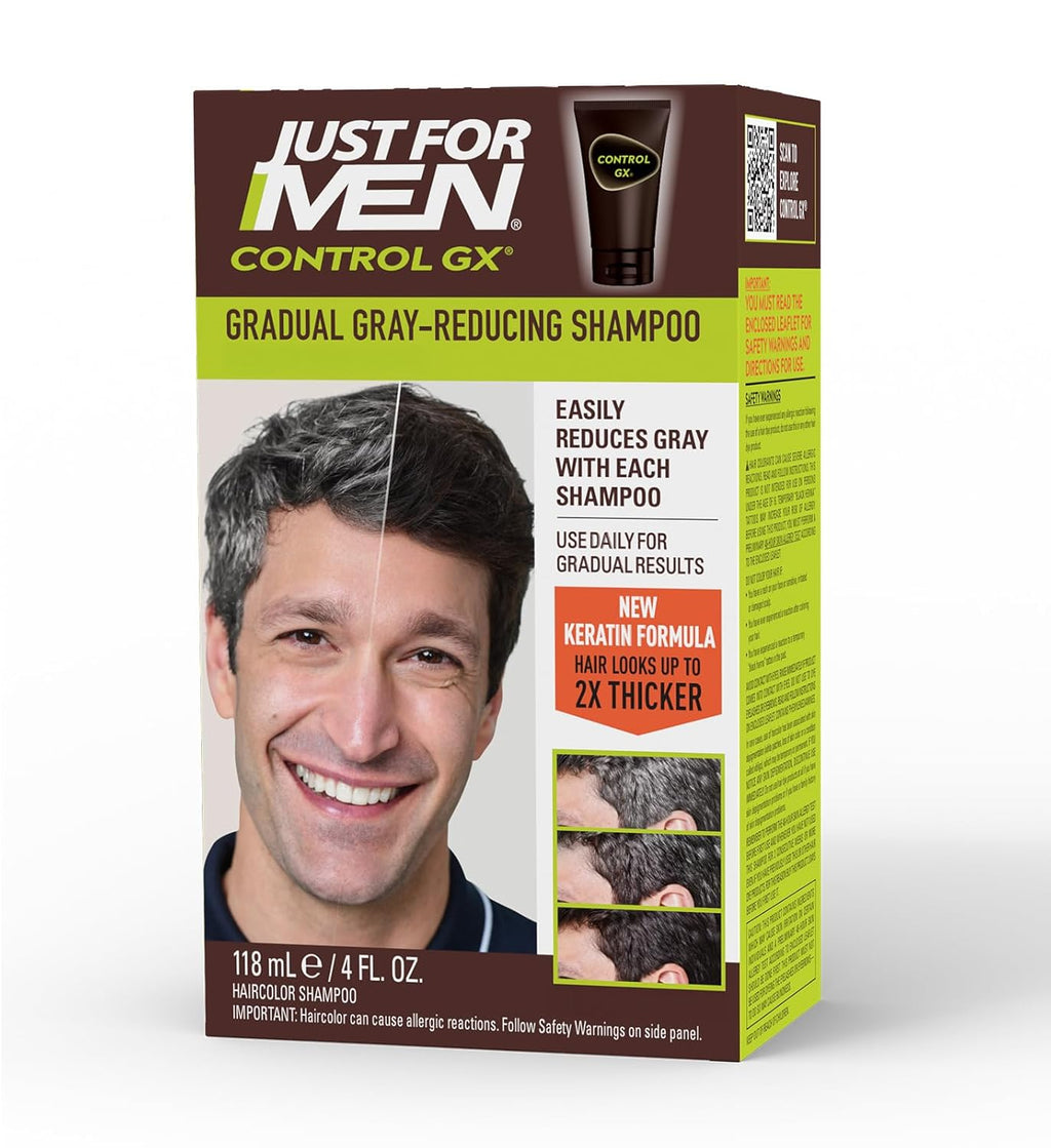 Just for Men Control GX Grey Reducing Shampoo - Gradual Hair Color for Fuller, Healthier Hair