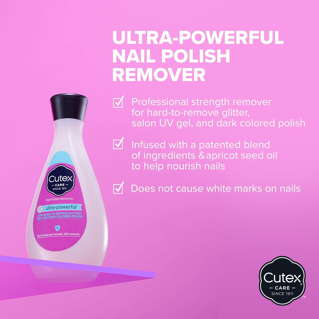 Cutex Gel Nail Polish Remover - Removes Tough Polishes (UV Gel, Glitter) Fast & Paraben-Free, 6.76 Fl Oz