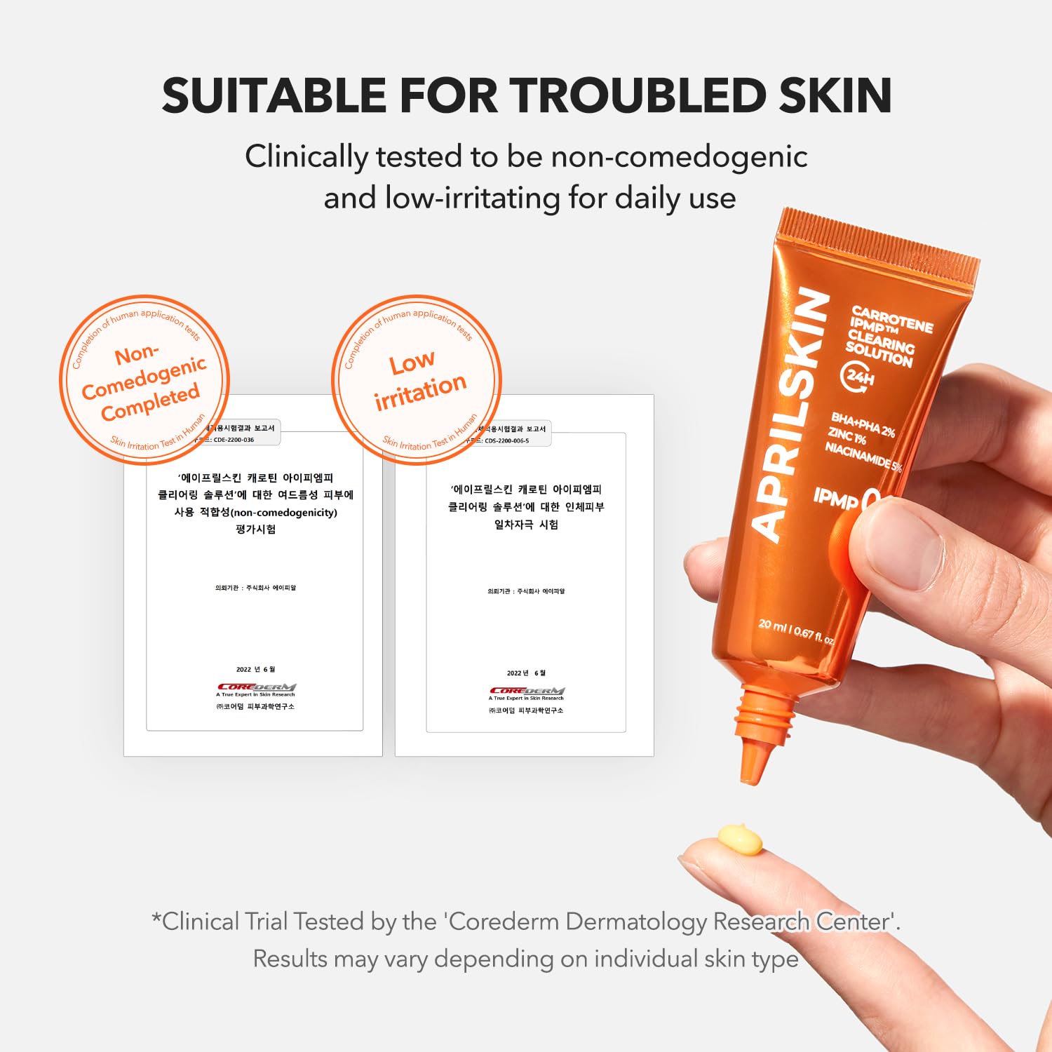 Soothe & Clear Acne with APRILSKIN Carrotene IPMP Solution - BHA/AHA/Niacinamide, 0.67 fl oz