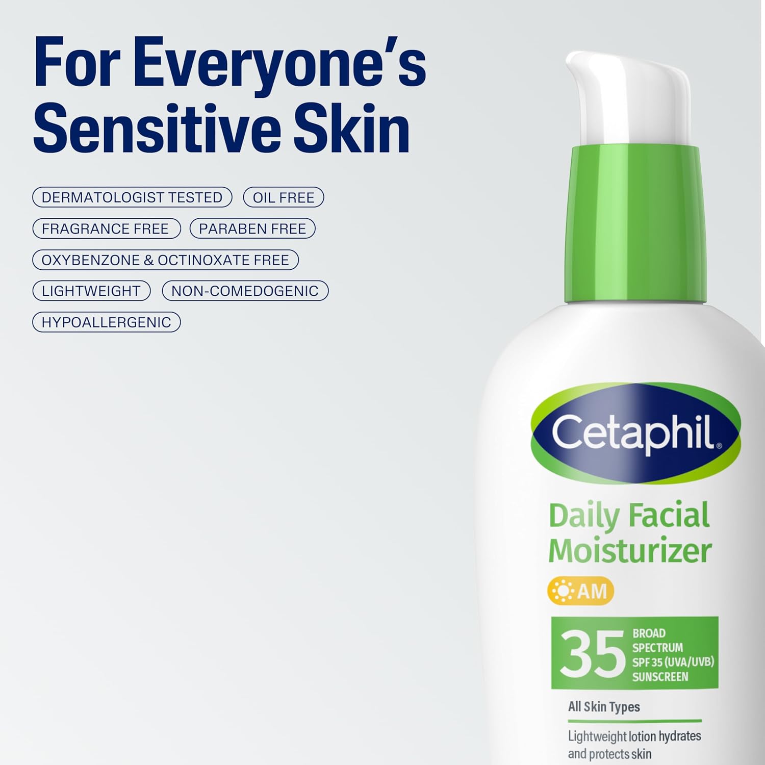 Cetaphil Daily Facial Moisturizer SPF 35 - Oil-Free & Fragrance-Free for Sensitive Skin