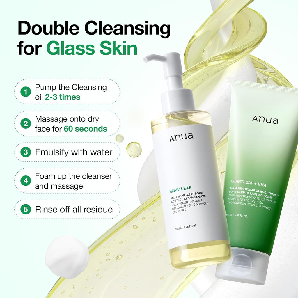 ANUA Heartleaf Pore Control Cleansing Oil - Gentle Makeup Remover for All Skin Types, 200ml