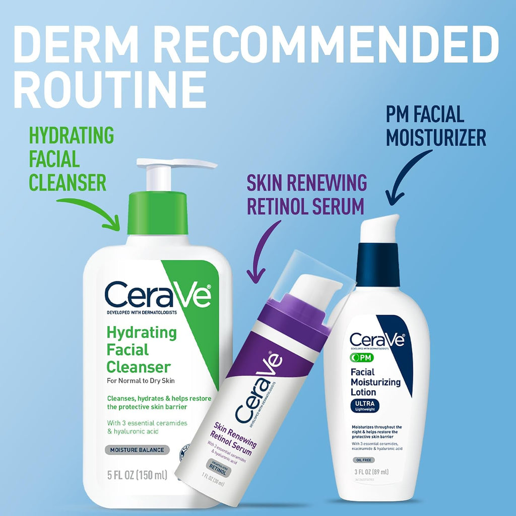 CeraVe PM Night Moisturizer with Hyaluronic Acid & Niacinamide for All Skin Types, 3 oz