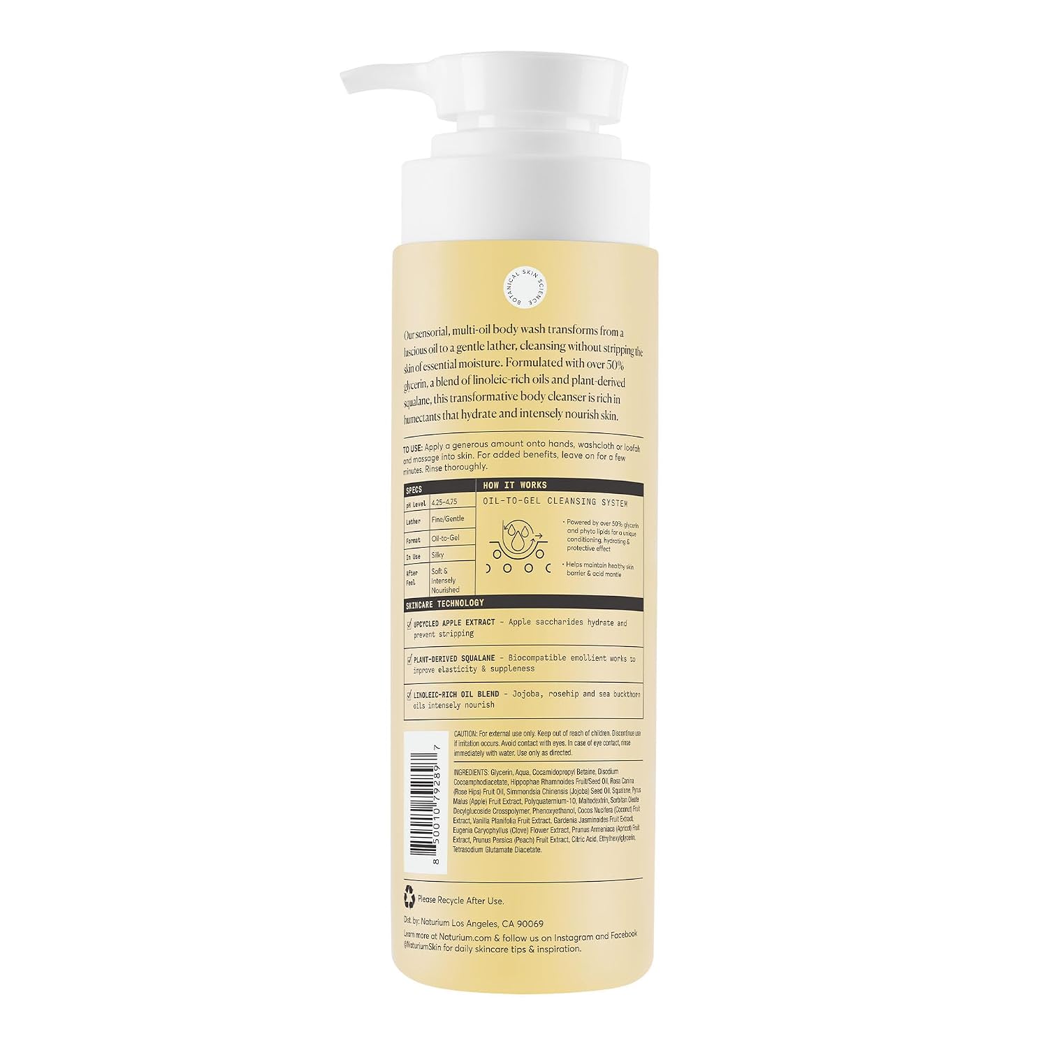 Naturium Glow Getter Multi-Oil Hydrating Body Wash - Gentle Cleanser for All Skin Types, 16.9 fl oz