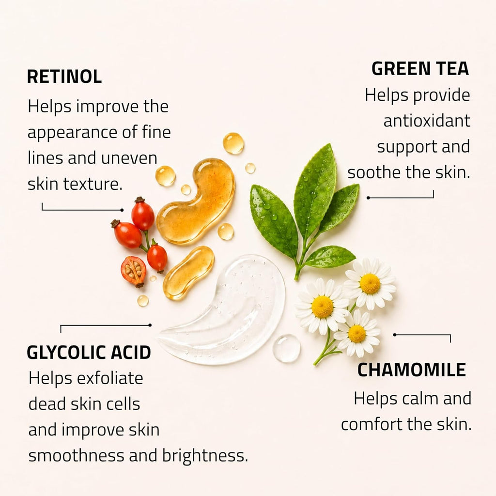 YEOUTH 30% Glycolic Acid Face Peel with Retinol & Green Tea - Exfoliate Uneven Skin Texture, Dullness & Fine Lines