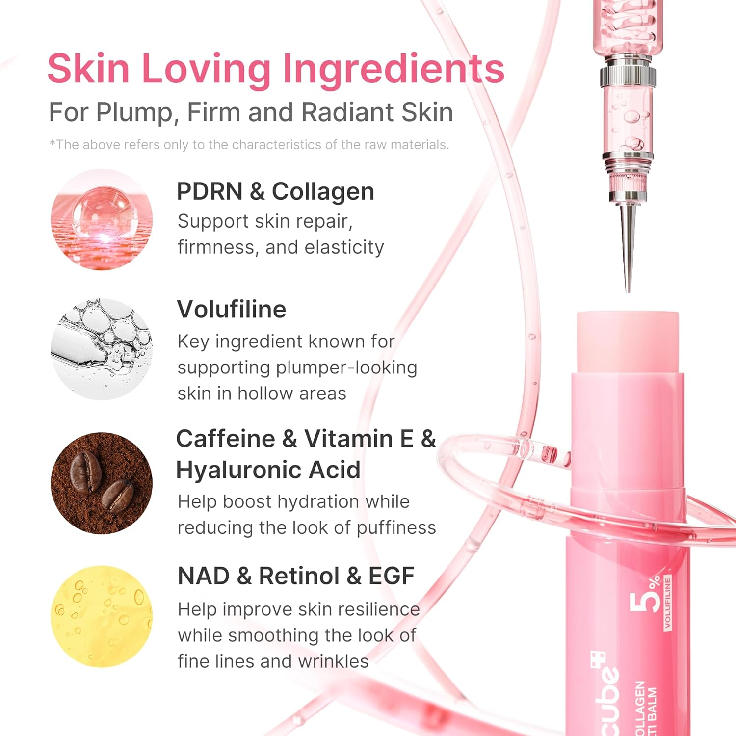 Medicube PDRN Pink Collagen Volume Multi Balm Stick for Under-Eyes & Smile Lines - Plumping Radiance for Neck, Lips