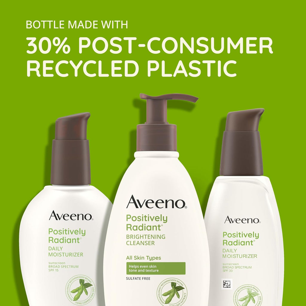 Aveeno Positively Radiant SPF 30 Moisturizer for Dry Skin - Hydrating Face Cream with Soy Extract & Broad Spectrum Sunscreen