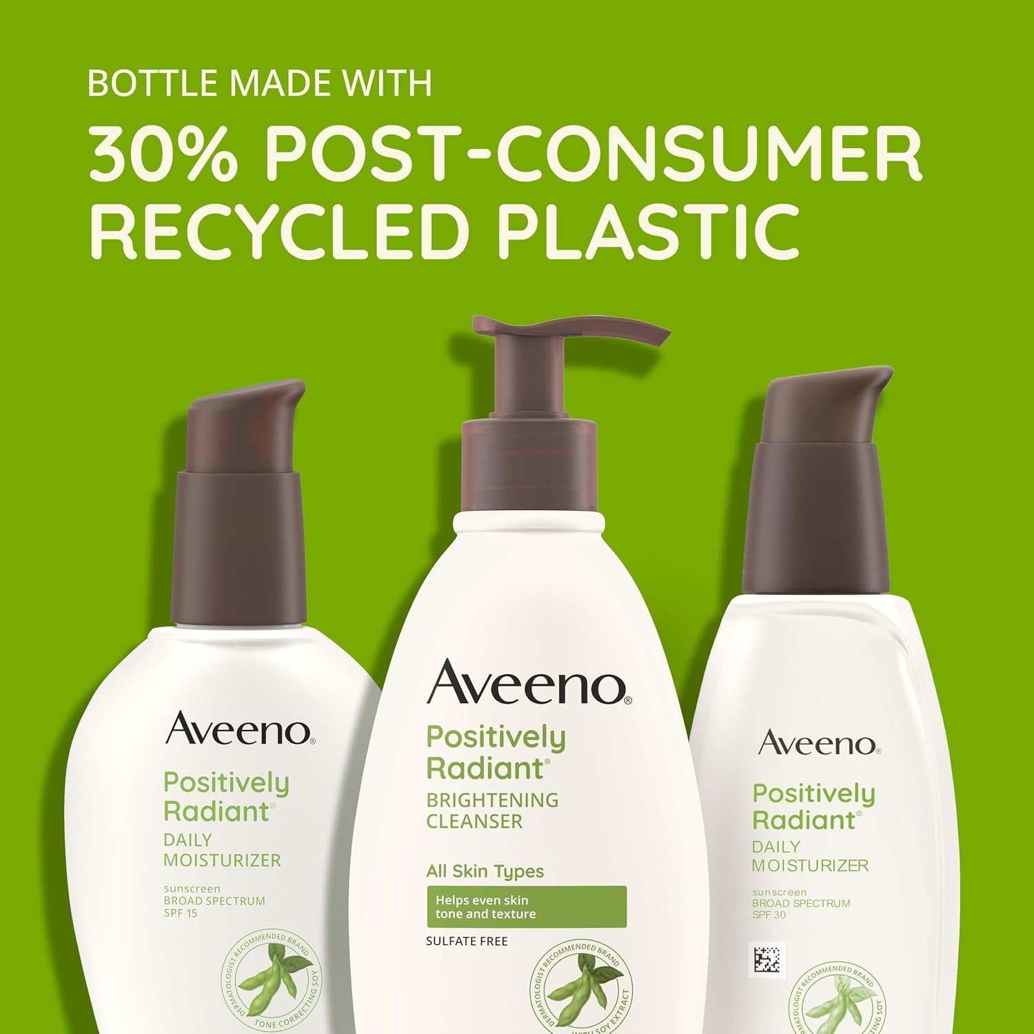 Aveeno Positively Radiant SPF 30 Moisturizer for Dry Skin - Hydrating Face Cream with Soy Extract & Broad Spectrum Sunscreen