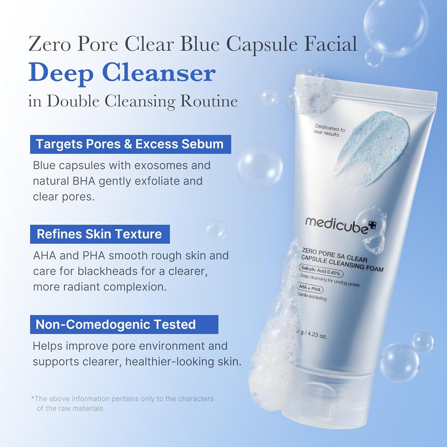 medicube Zero Pore Capsule Cleansing Foam - Daily Gentle Face Wash for Blackhead & Pore Care with AHA/BHA/PHA, 4.23 oz