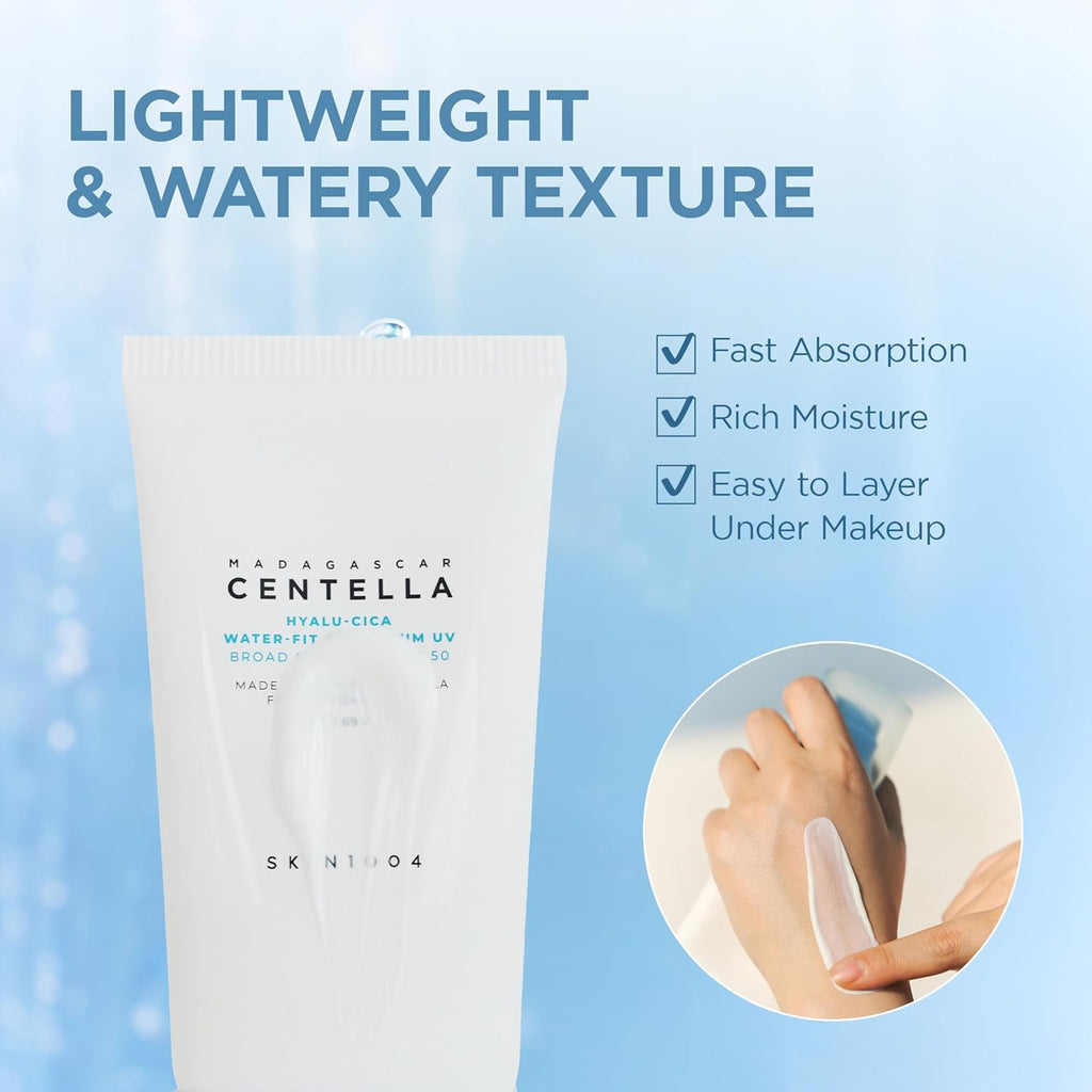 SKIN1004 Centella Hyalu-Cica Sun Serum SPF 50 - Lightweight Daily Facial Sunscreen for All Skin Types