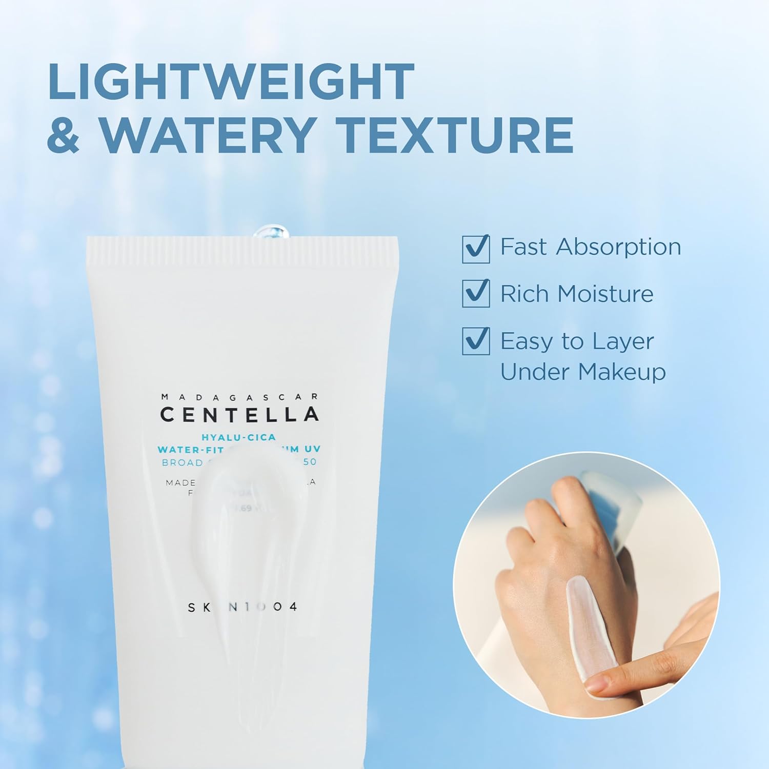 SKIN1004 Centella Hyalu-Cica Sun Serum SPF 50 - Lightweight Daily Facial Sunscreen for All Skin Types