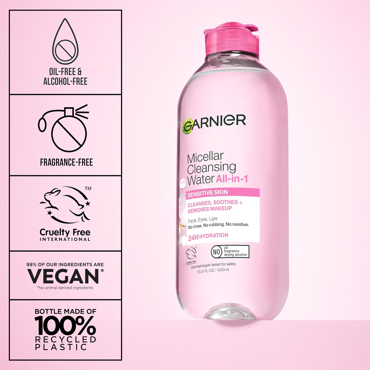 Garnier Micellar Cleansing Water for Sensitive Skin - All-in-1 Makeup Remover, 13.5 fl oz