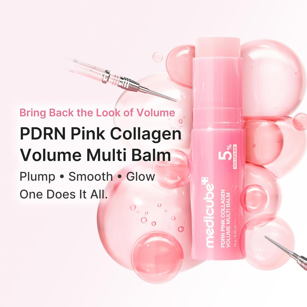 Medicube PDRN Pink Collagen Volume Multi Balm Stick for Under-Eyes & Smile Lines - Plumping Radiance for Neck, Lips