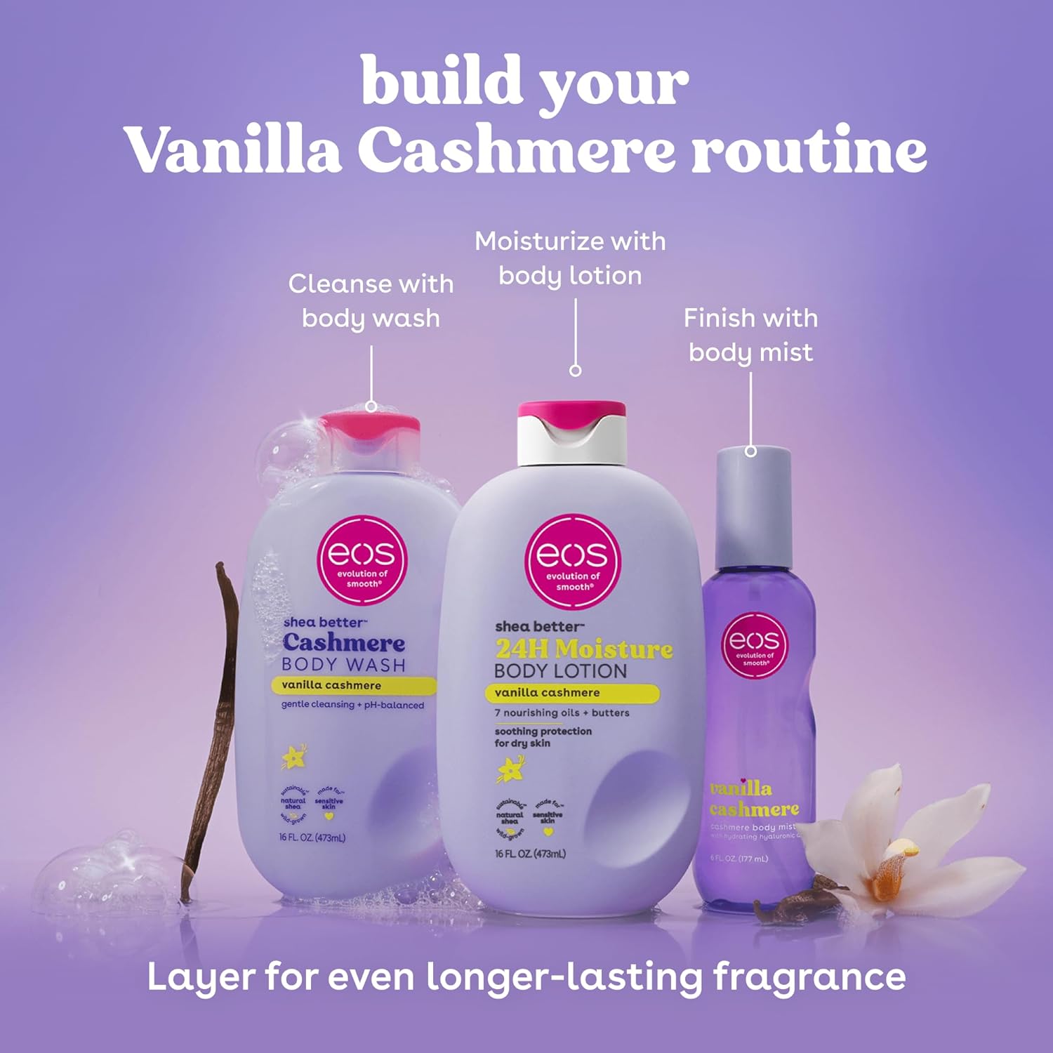 eos Moisturizing Vanilla Body Wash for Sensitive Skin - Shea Butter Formula