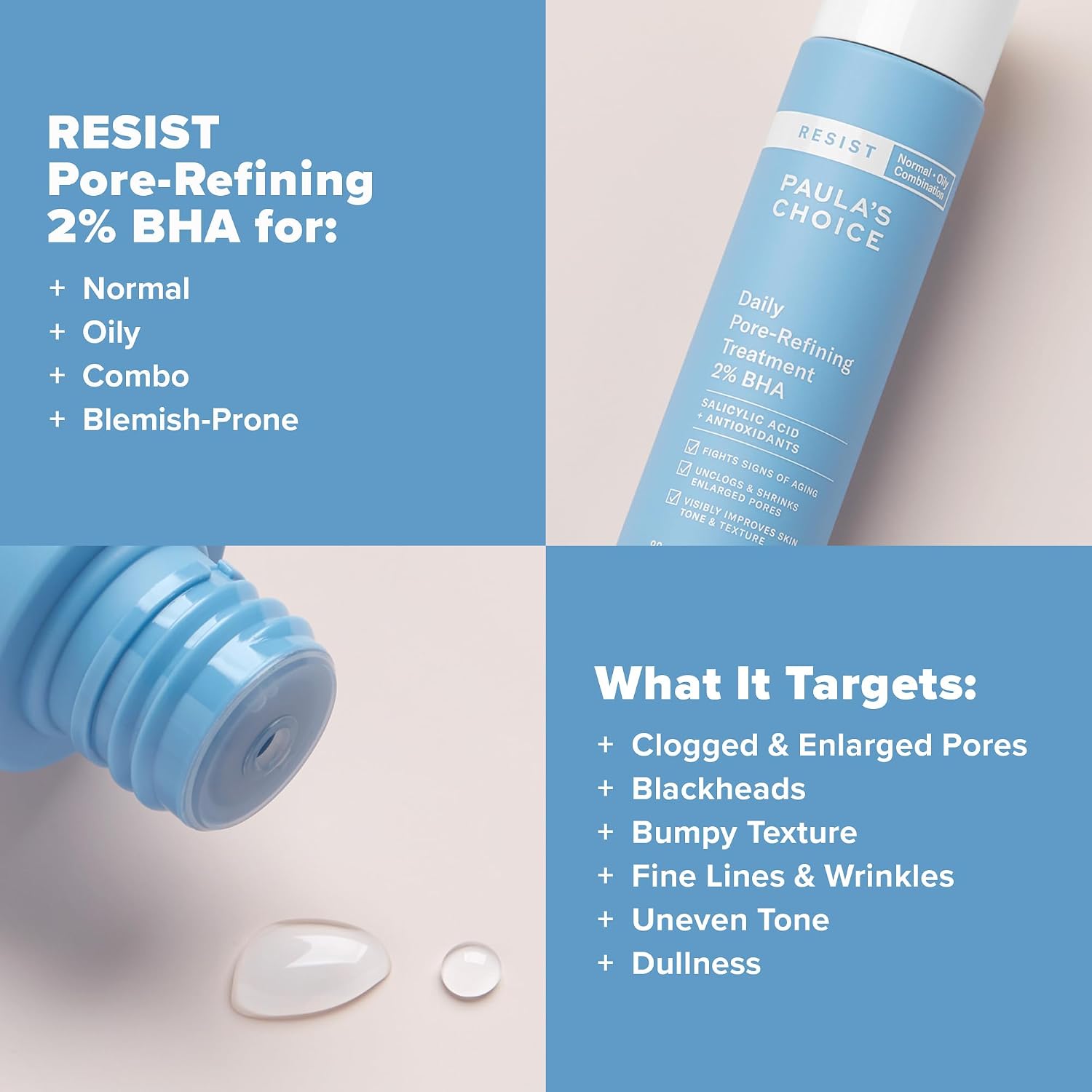 Paula's Choice RESIST Daily Pore Refining Treatment 2% BHA Exfoliant - Salicylic Acid & Hyaluronic Acid for Oily Skin, 3oz