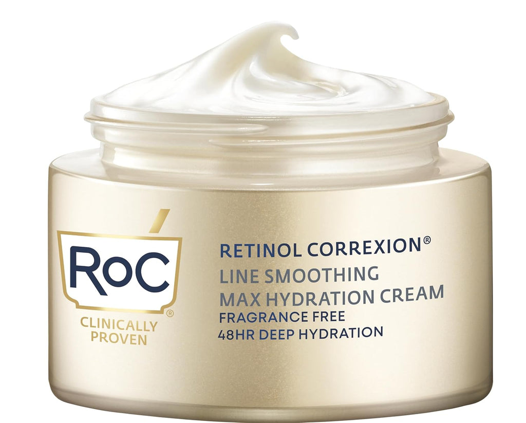 RoC Retinol Correxion Max Hydration Anti-Aging Face Cream - Fragrance-Free & Oil-Free Moisturizer for Wrinkles & Dry Skin