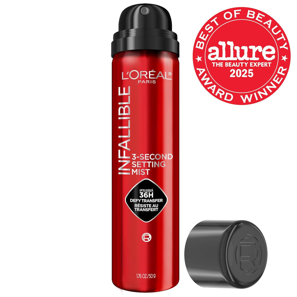 L'Oreal Paris Infallible 3-Second Setting Spray - Locks Makeup for Up to 36HR Wear, Microfine Mist (1.76 oz)