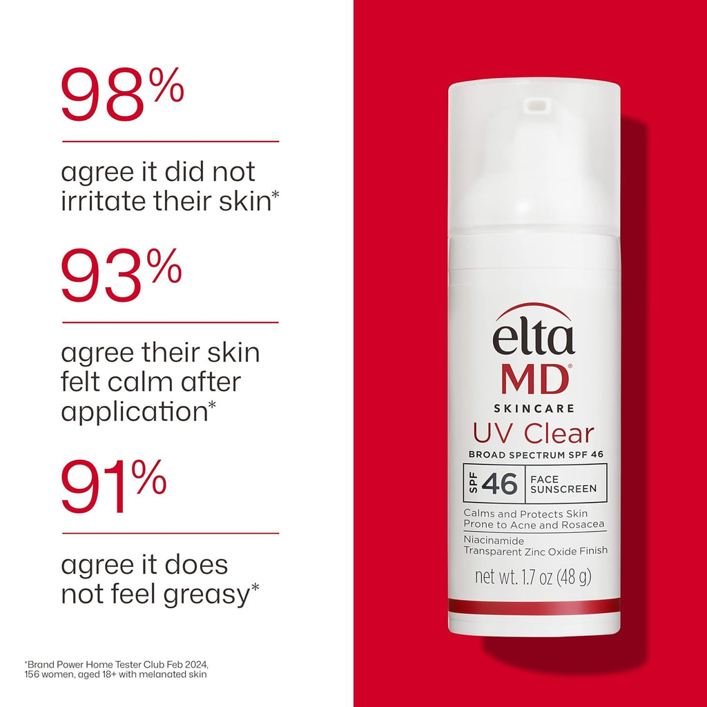 EltaMD UV Clear Face Sunscreen SPF 46 - Oil-Free Zinc Oxide Sunscreen for Sensitive Skin