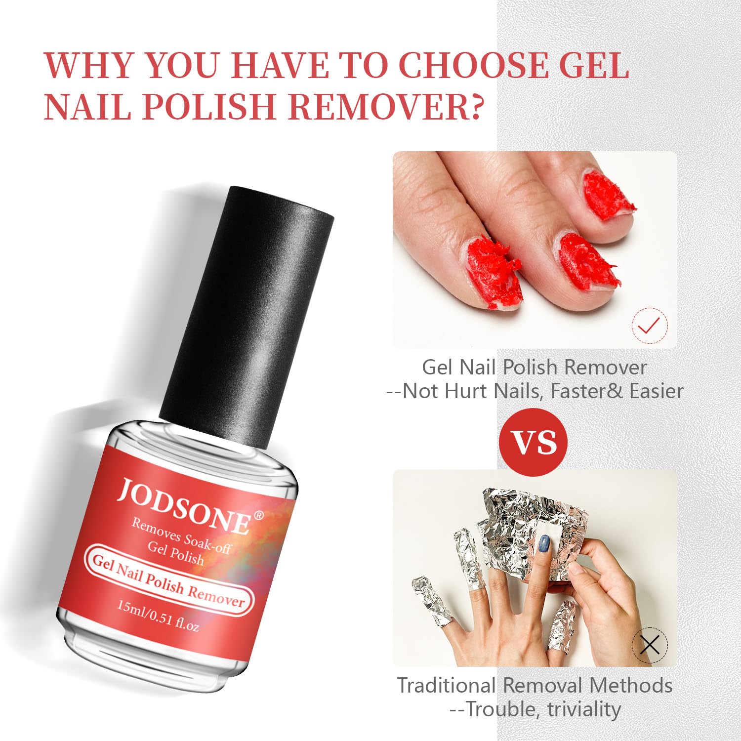 JODSONE Gel Nail Polish Remover - No Soak, Quick 3-5 Min Removal for Nails