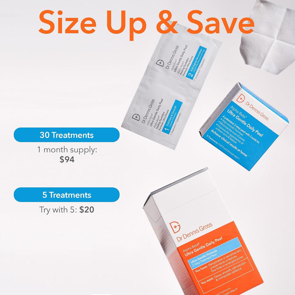 Dr. Dennis Gross Alpha Beta Ultra Gentle Daily Peel Pads for Dehydrated/Sensitive Skin (5 Treatments)