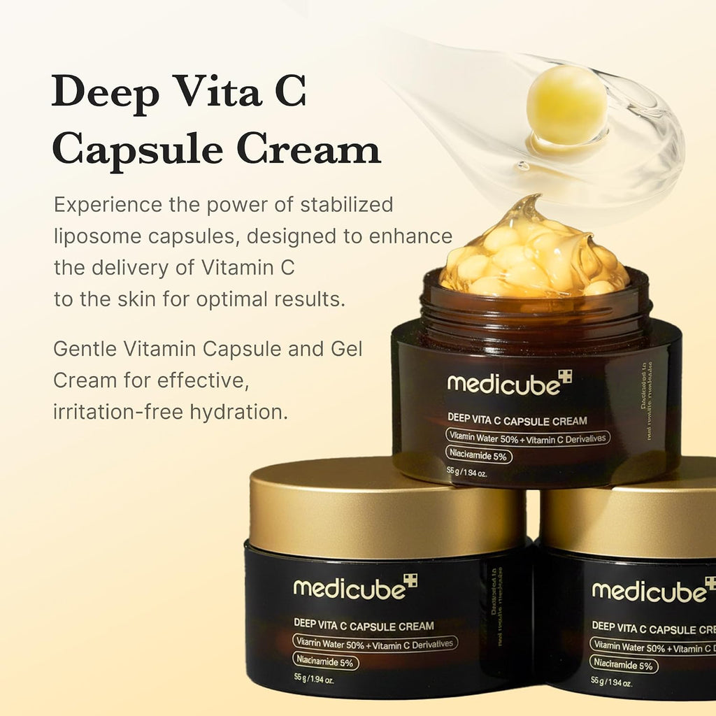 Medicube Deep Vitamin C Liposome Face Cream for Radiance & Firm Skin | Hydrating Gel Texture, 1.94 oz