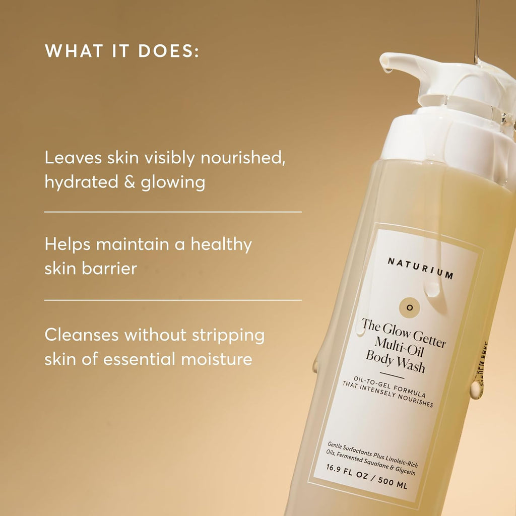 Naturium Glow Getter Multi-Oil Hydrating Body Wash - Gentle Cleanser for All Skin Types, 16.9 fl oz