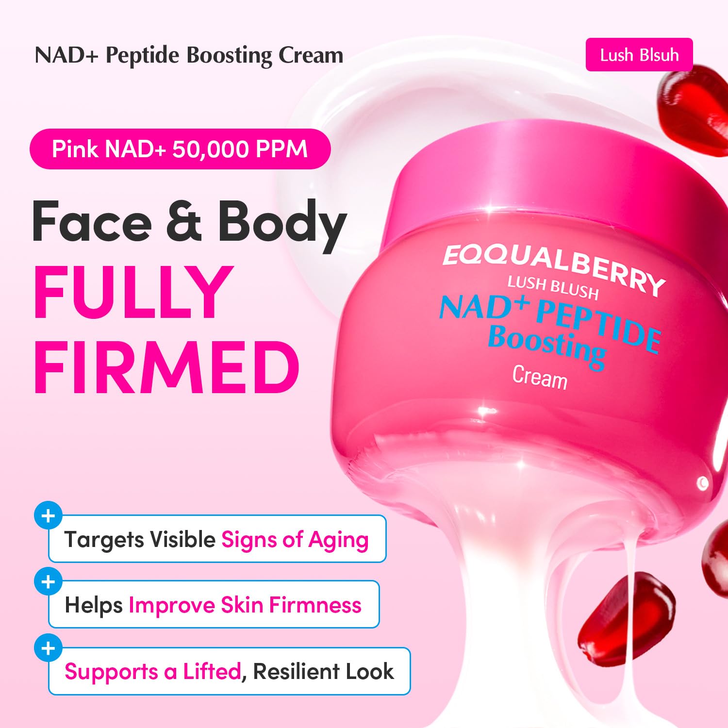 EQQUALBERRY Liposomal NAD+ Peptide Cream for Sagging Skin - Anti-Aging Moisturizer with 5% NAD+ & Peptides, Firming & Hydrating for Dry Skin (50ml)