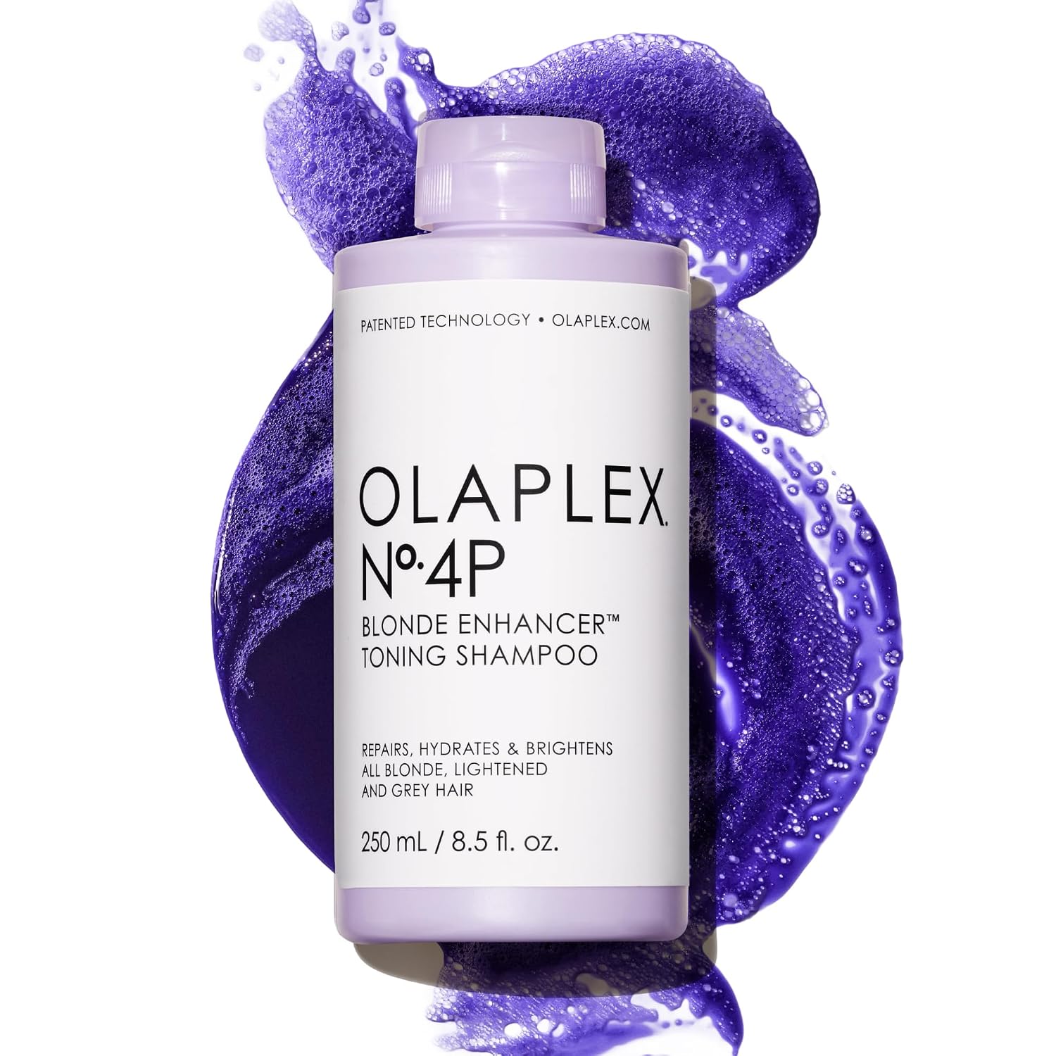 Olaplex Nº.4P Purple Toning Shampoo for Blonde Hair - Neutralizes Brassiness & Strengthens Damage, 250ml