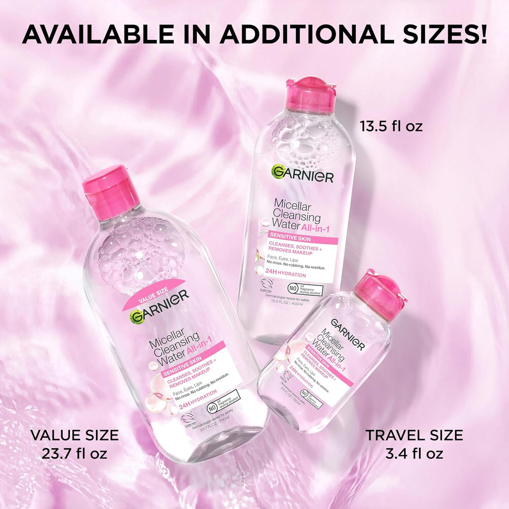 Garnier Micellar Cleansing Water for Sensitive Skin - All-in-1 Makeup Remover, 13.5 fl oz