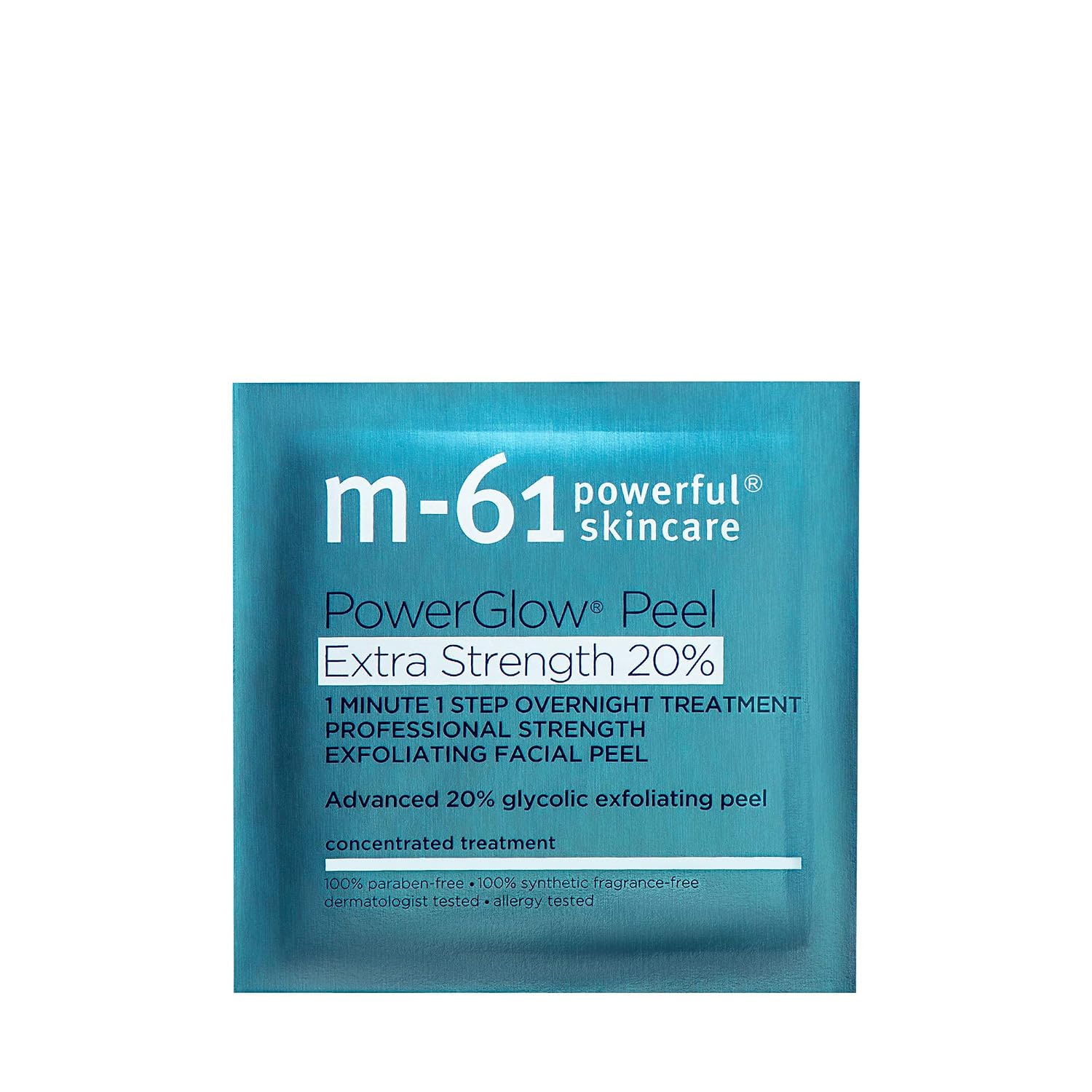 m-61 PowerGlow 20% Glycolic Acid Overnight Facial Peel - Professional Strength Exfoliating Pad