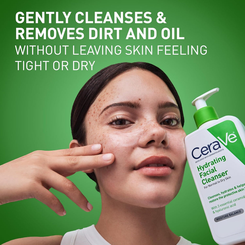 CeraVe Hydrating Face Wash for Dry Skin - Hyaluronic Acid + Ceramides, 16 oz