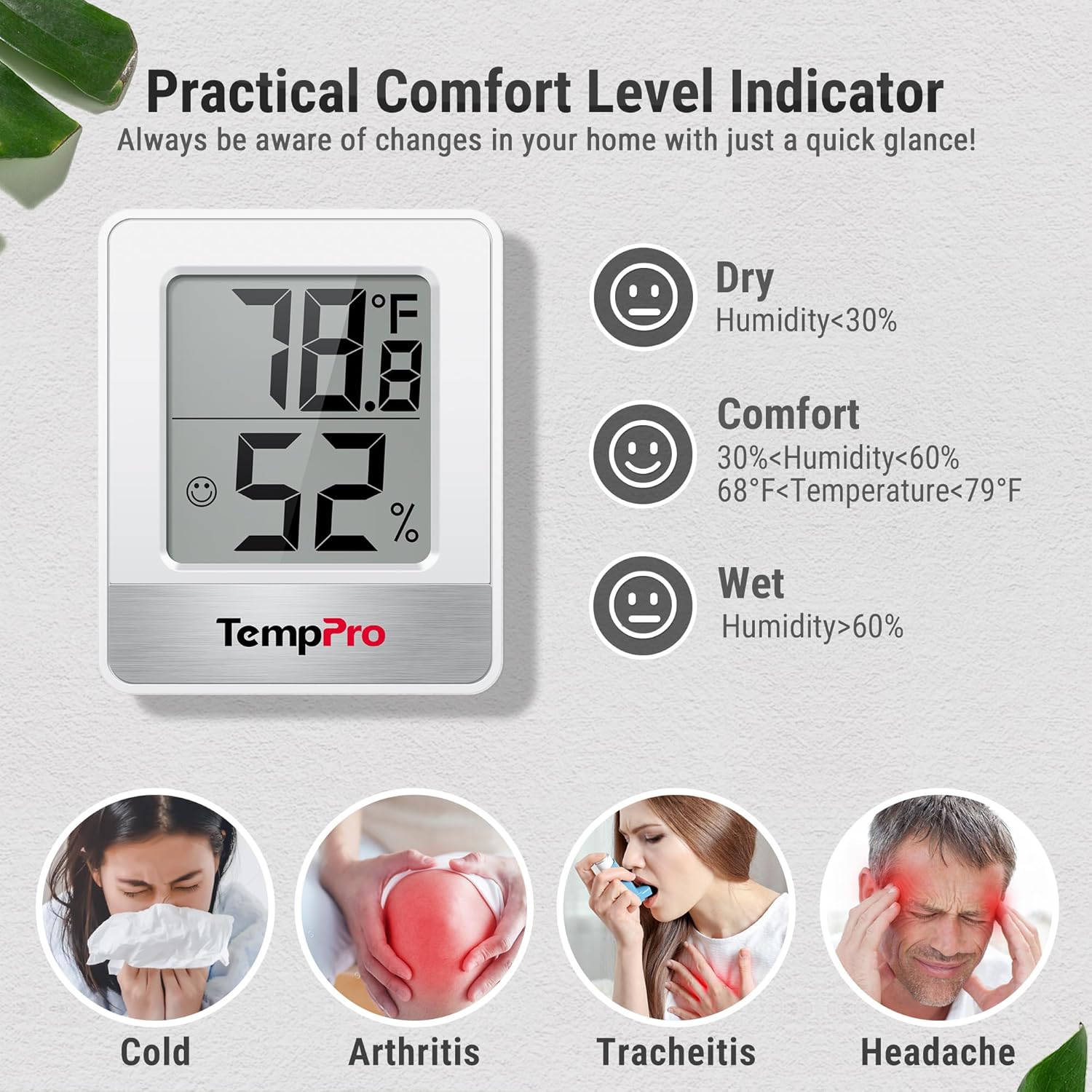 TempPro TP49 Digital Hygrometer Indoor Thermometer with Accurate Humidity Monitor