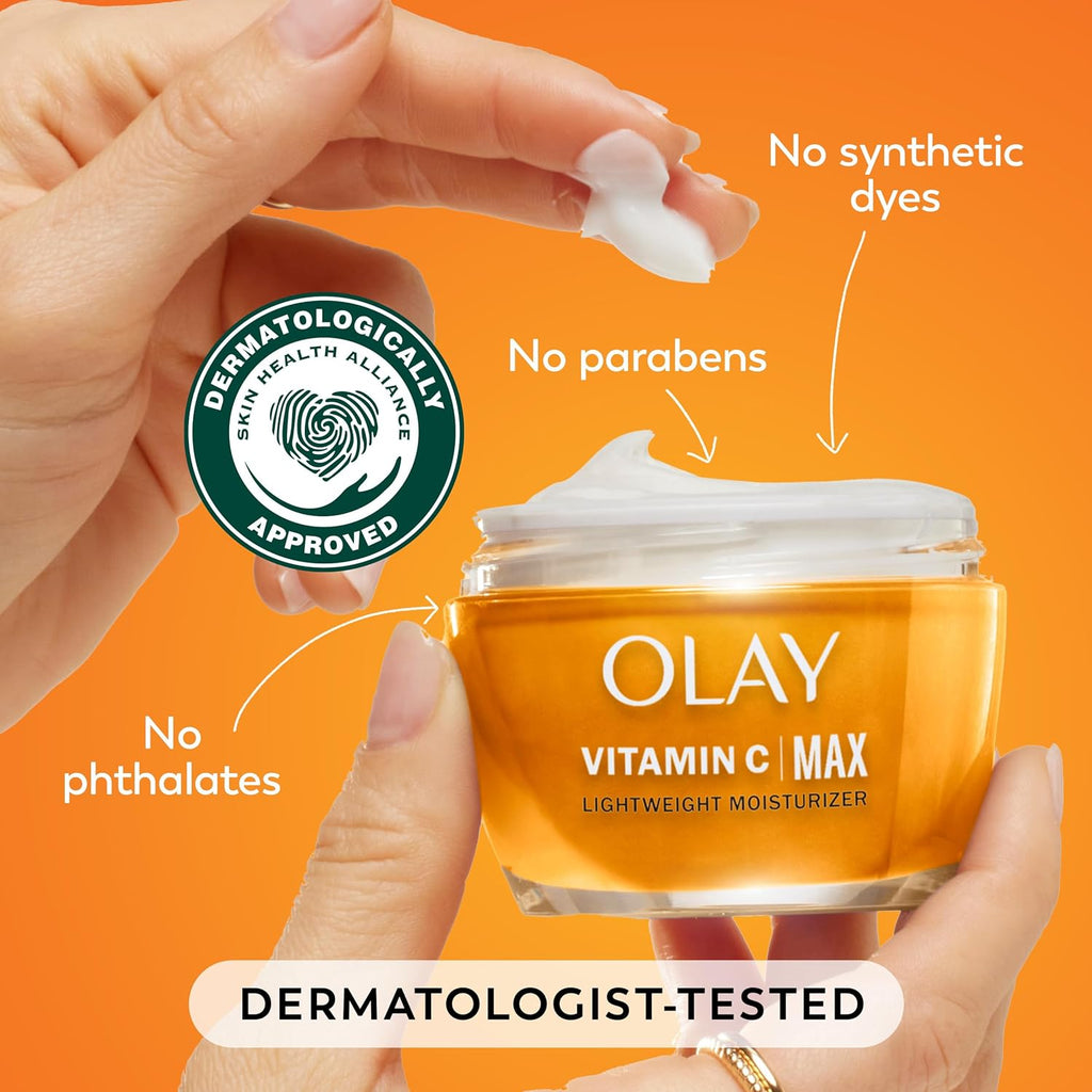 Olay Vitamin C MAX Brightening Face Moisturizer for Women - Hydrating Cream to Even Tone & Reduce Dark Spots, 1.7 Oz