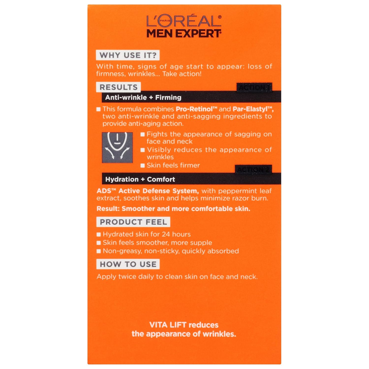 L'Oreal Paris Men Expert Vitalift Anti-Wrinkle Moisturizer with Pro-Retinol & SPF 15 - Travel Size