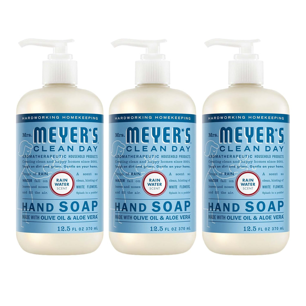 Mrs. Meyer's Clean Day Hand Soap - Rain Water Scent (3 Pack) | Non-Drying & Cruelty-Free