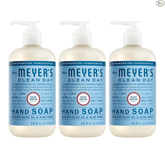Mrs. Meyer's Clean Day Hand Soap - Rain Water Scent (3 Pack) | Non-Drying & Cruelty-Free