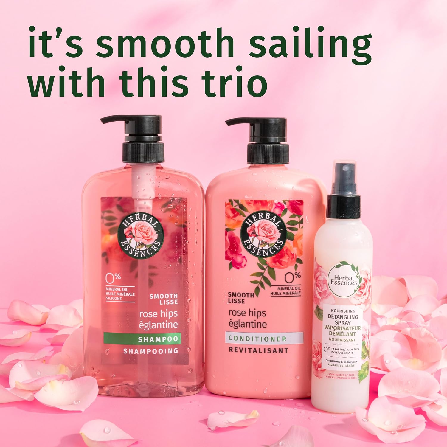 Herbal Essences Rose Hips Smooth Shampoo for Frizzy Hair - Shiny, Soft Hair with Vitamin E & Jojoba